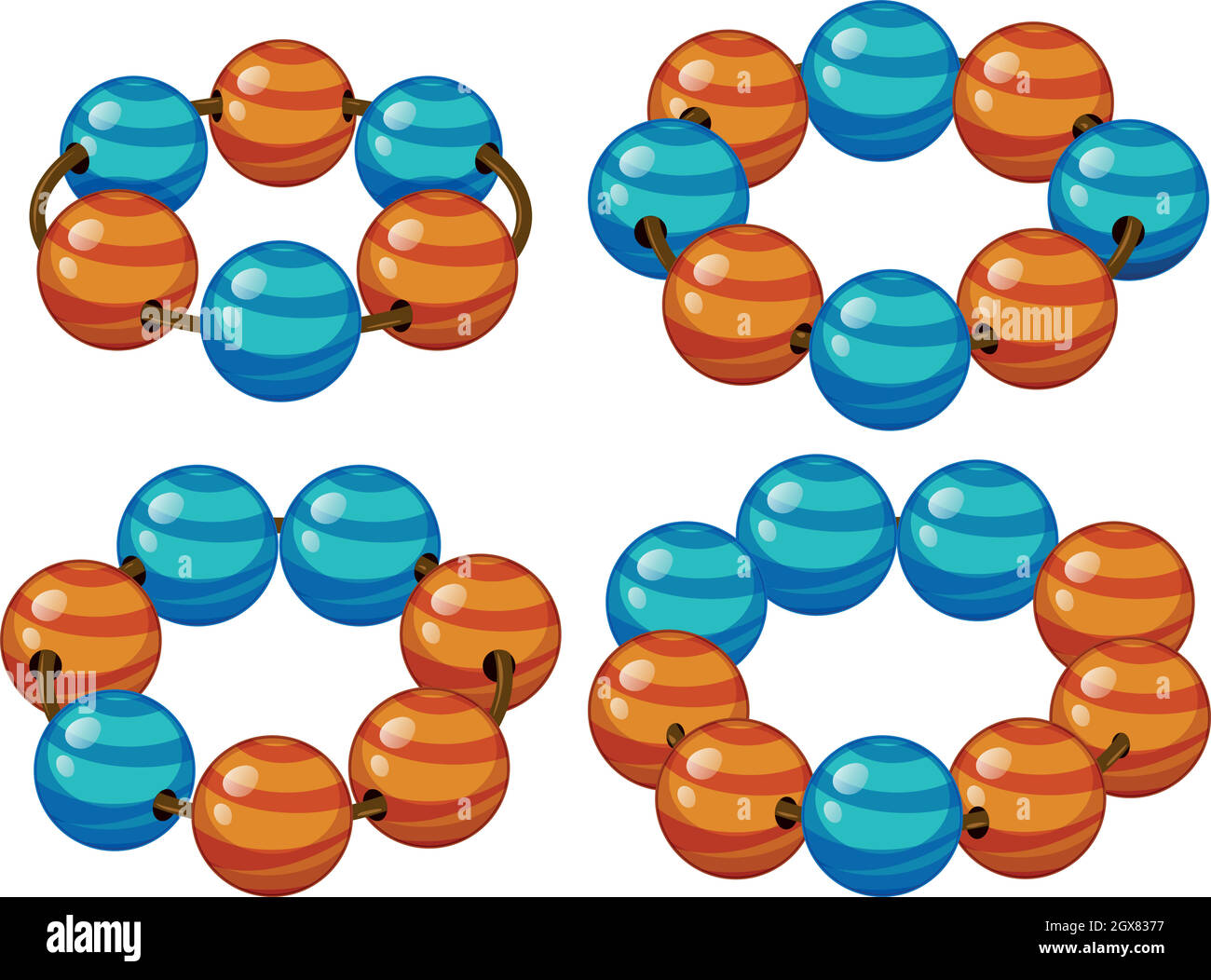 Perles rondes bleu et orange Illustration de Vecteur