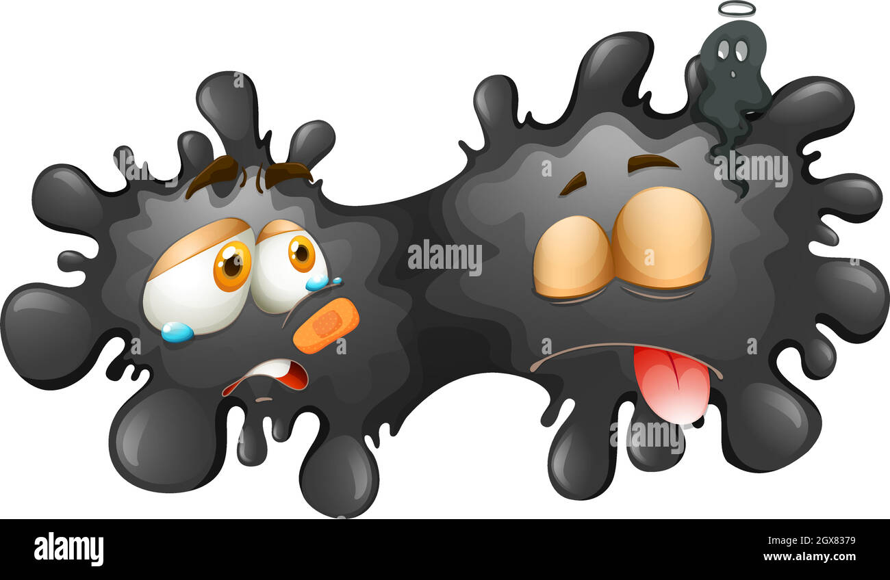 Éclaboussures noires avec visage blessé Illustration de Vecteur