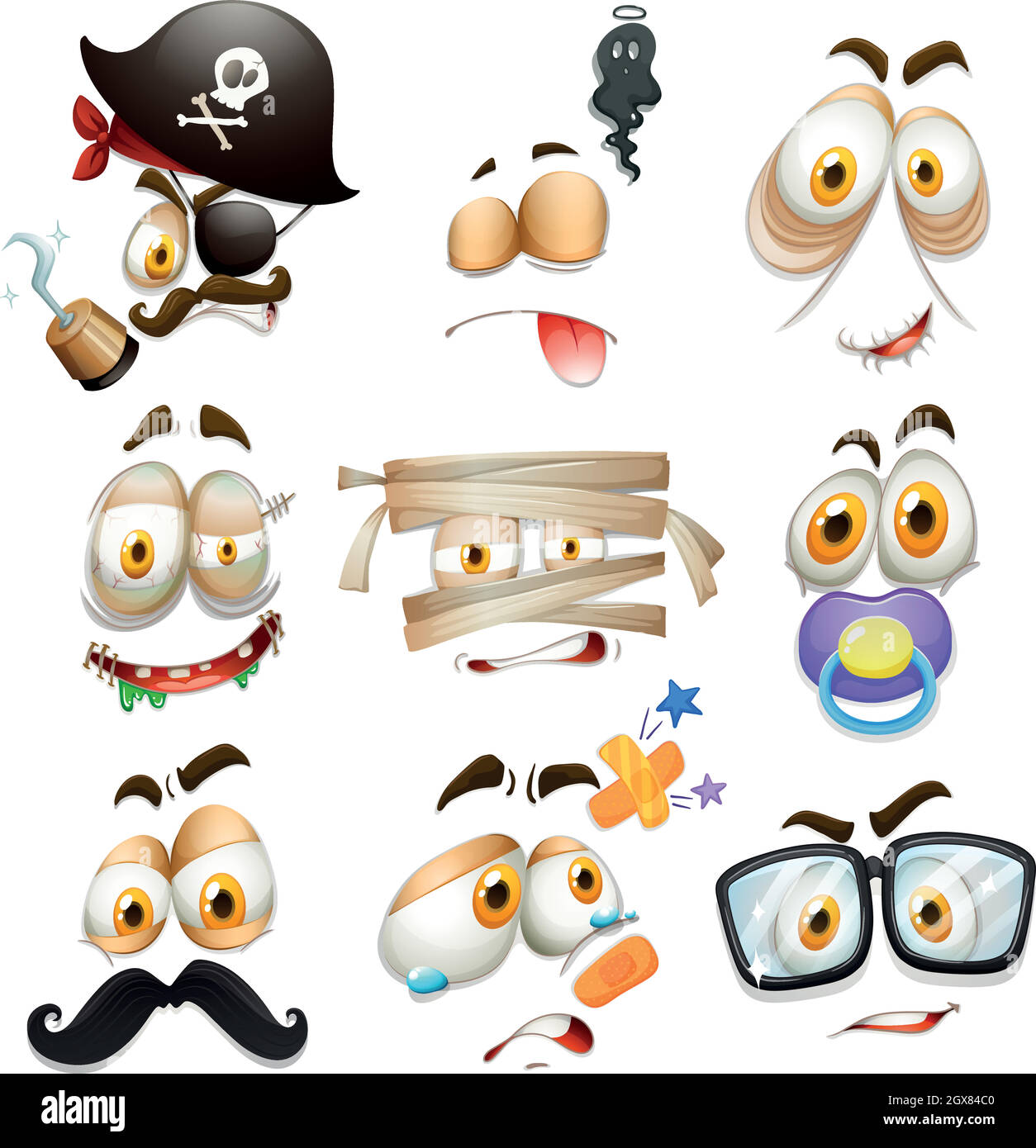 Ensemble d'expressions du visage Illustration de Vecteur