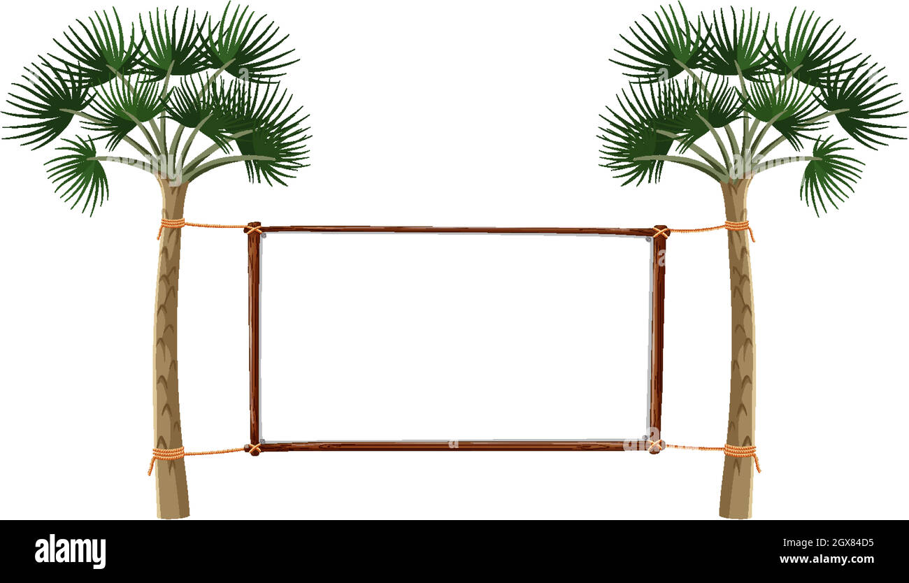 Bannière vide avec grands arbres sur fond blanc Illustration de Vecteur