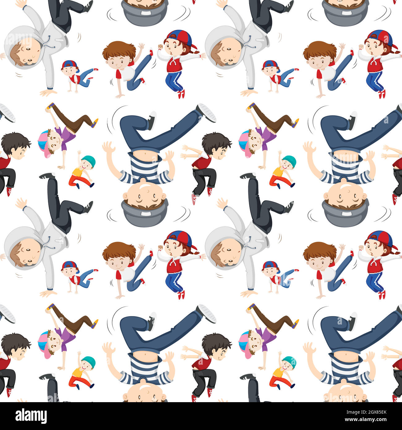 Modèle d'arrière-plan sans couture avec danse pour enfants Illustration de Vecteur