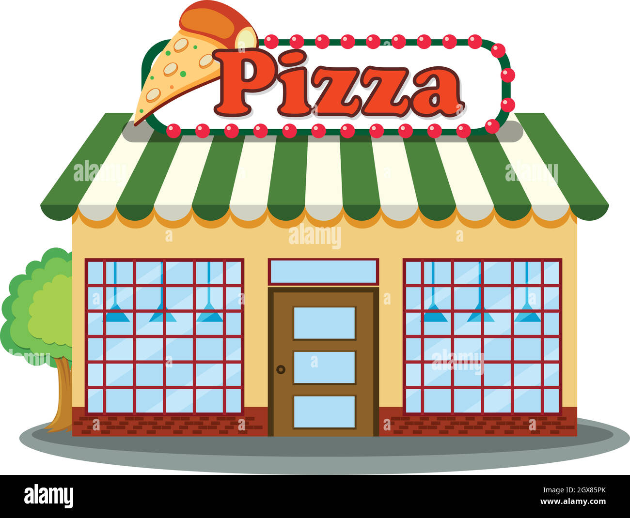 Une pizzeria sur fond blanc Illustration de Vecteur