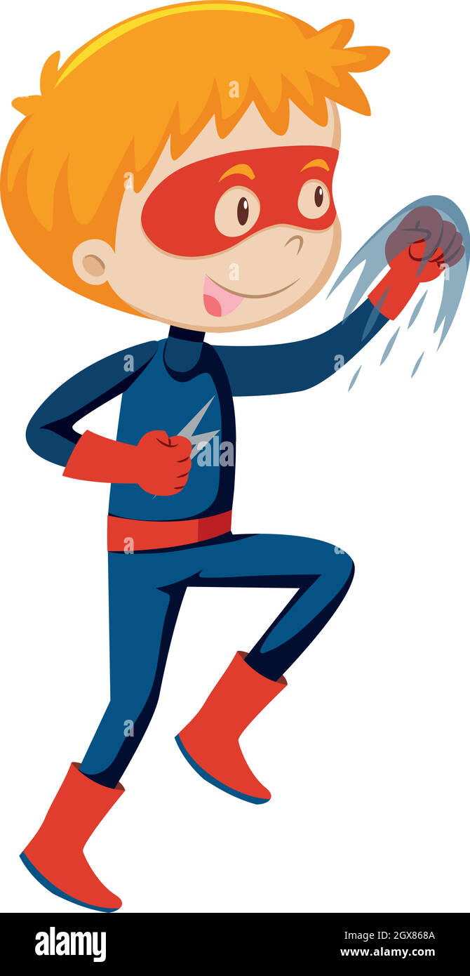 Garçon super héros fond blanc Illustration de Vecteur
