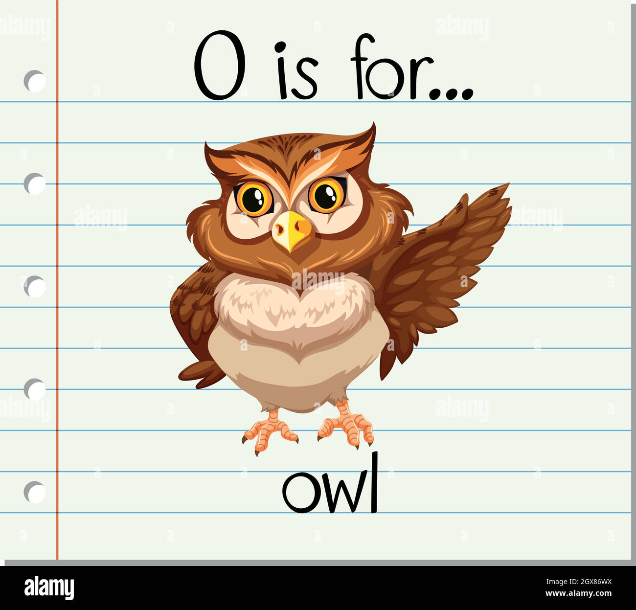 La lettre O de la carte mémoire est pour hibou Illustration de Vecteur