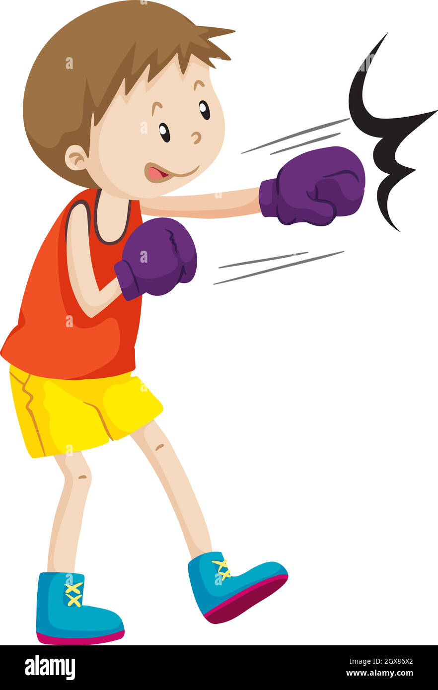 Boy wearing boxing gloves Illustration de Vecteur