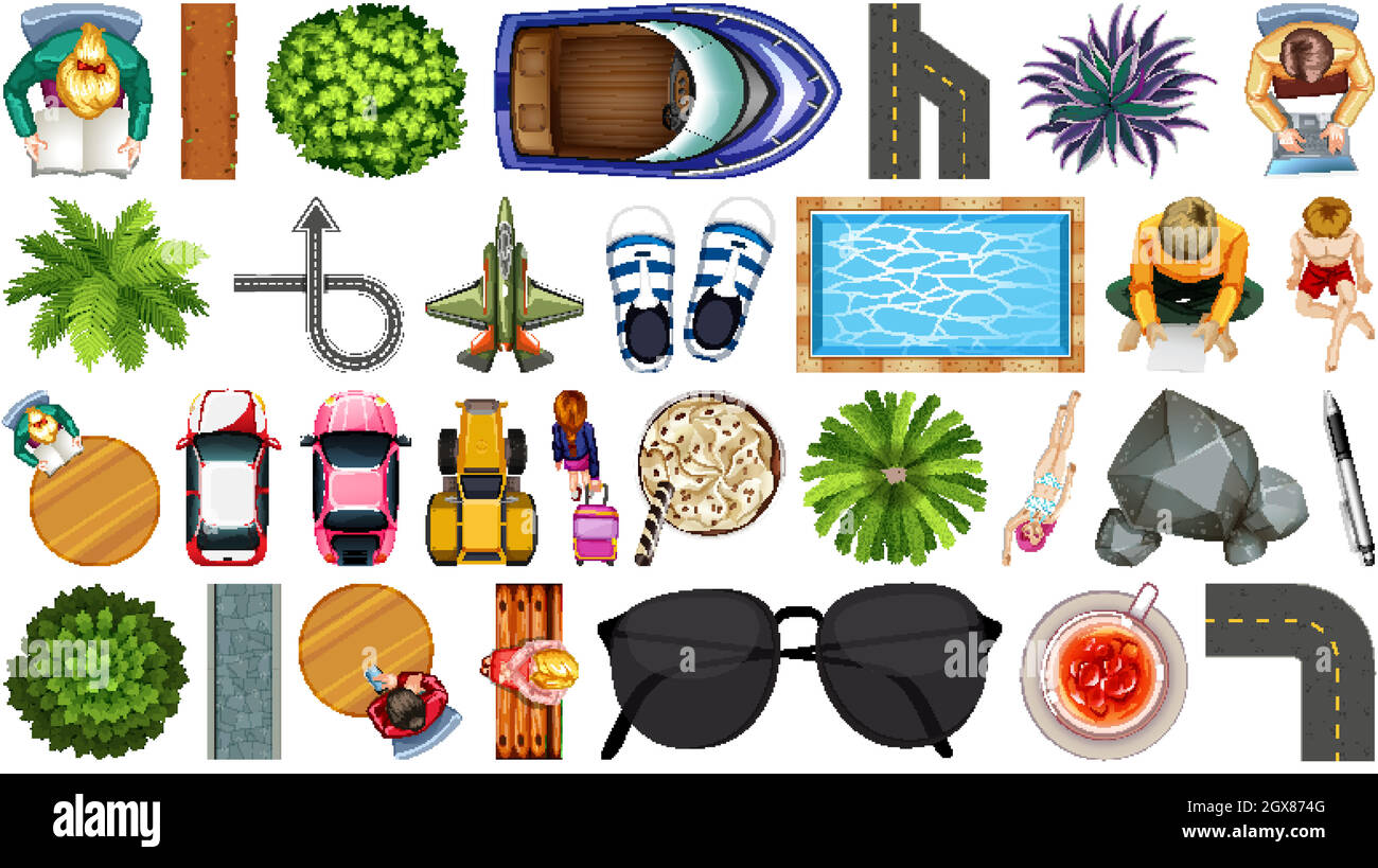 Ensemble de décorations de maison d'élément d'antenne isolées Illustration de Vecteur