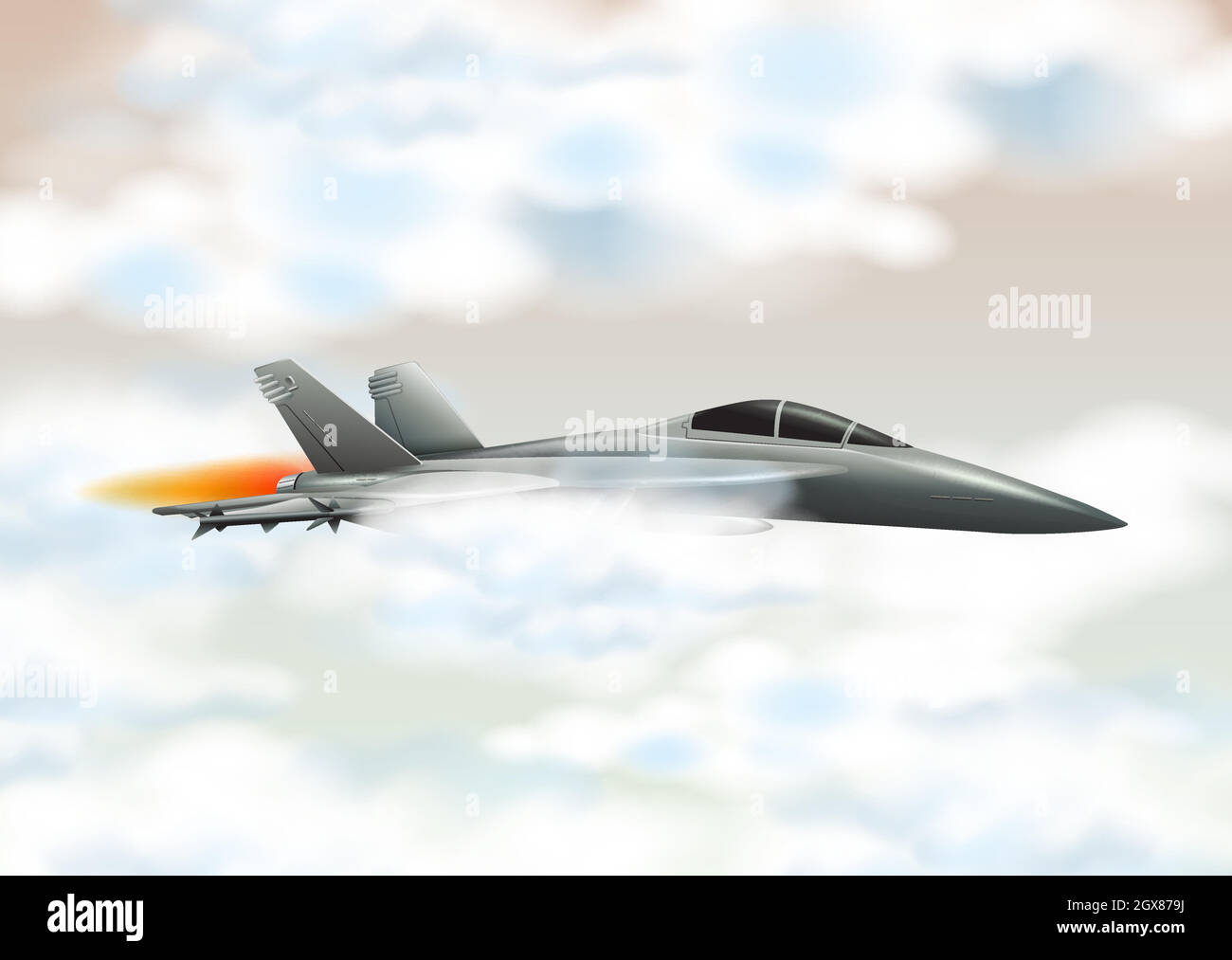 Avion de combat volant dans le ciel Illustration de Vecteur