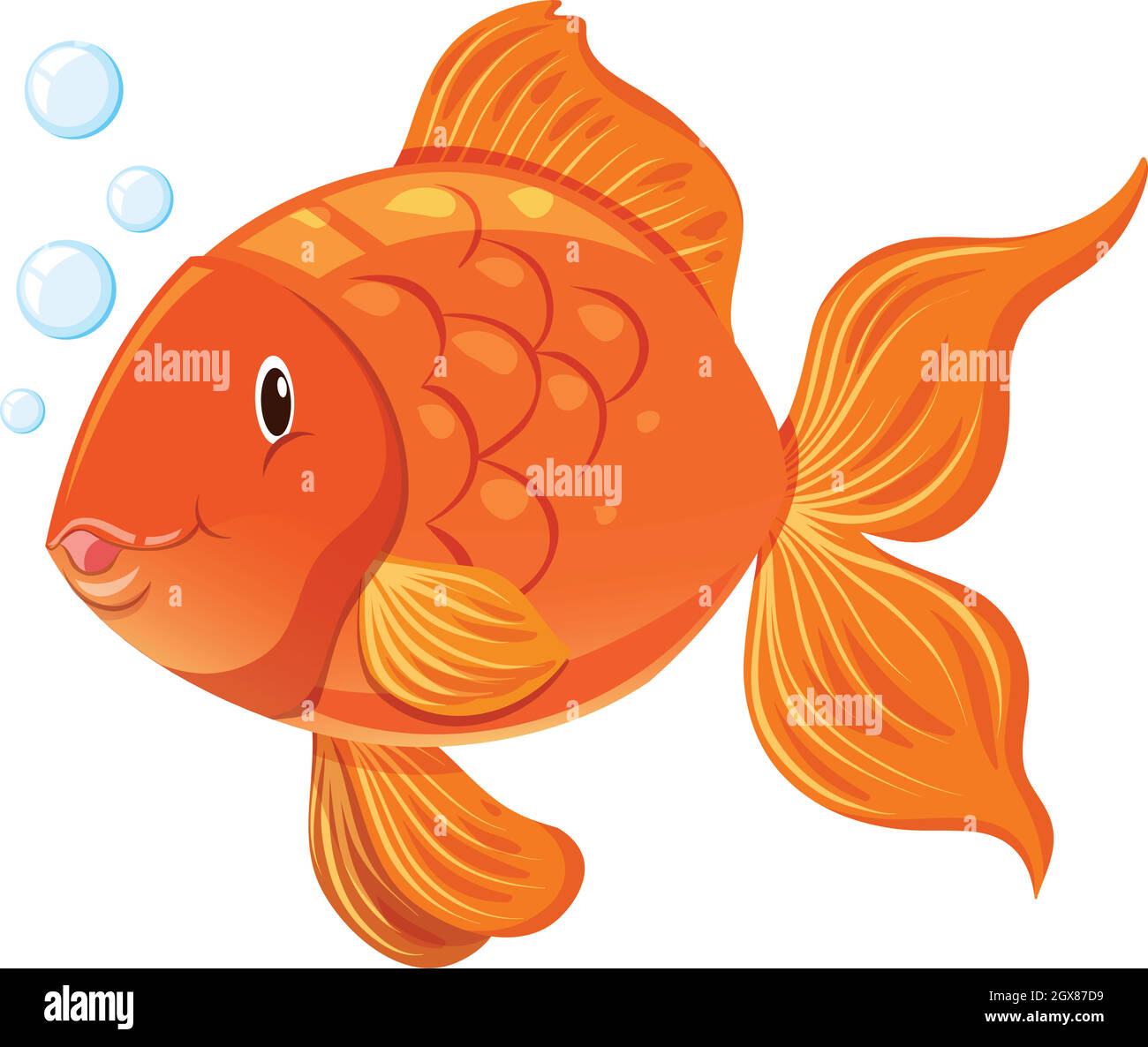 Poisson doré au visage heureux Illustration de Vecteur