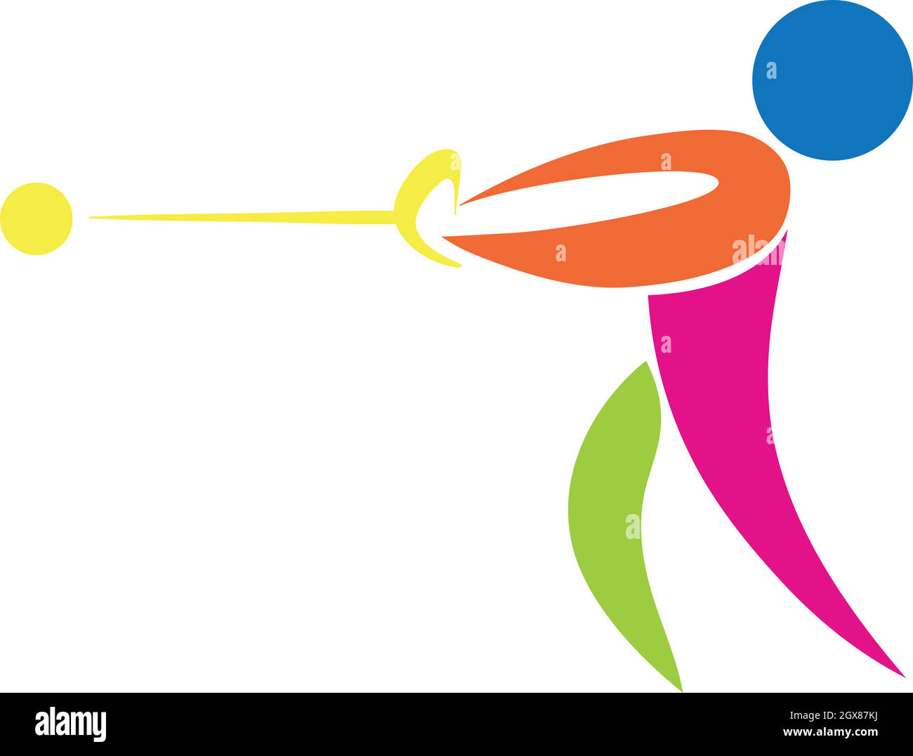 Design emblématique du sport pour lancer des marteaux Illustration de Vecteur