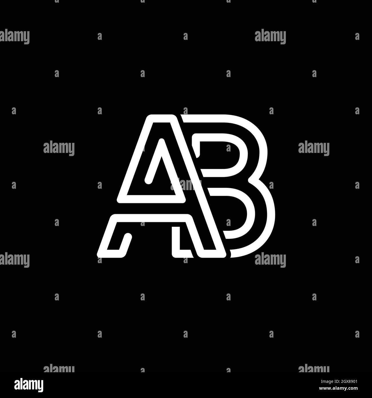 Lettre AB ou BA Creative Modern Icon logo avec fond noir Illustration de Vecteur