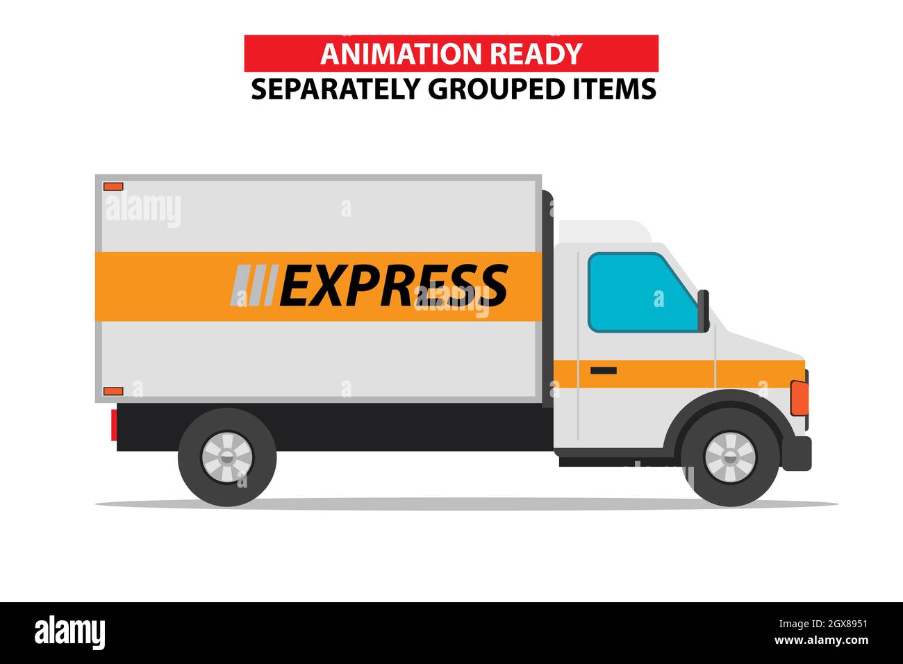 Camionnette de livraison blanche. Services de livraison express, camion commercial. Illustration vectorielle de couleur unie et plate. Illustration de Vecteur