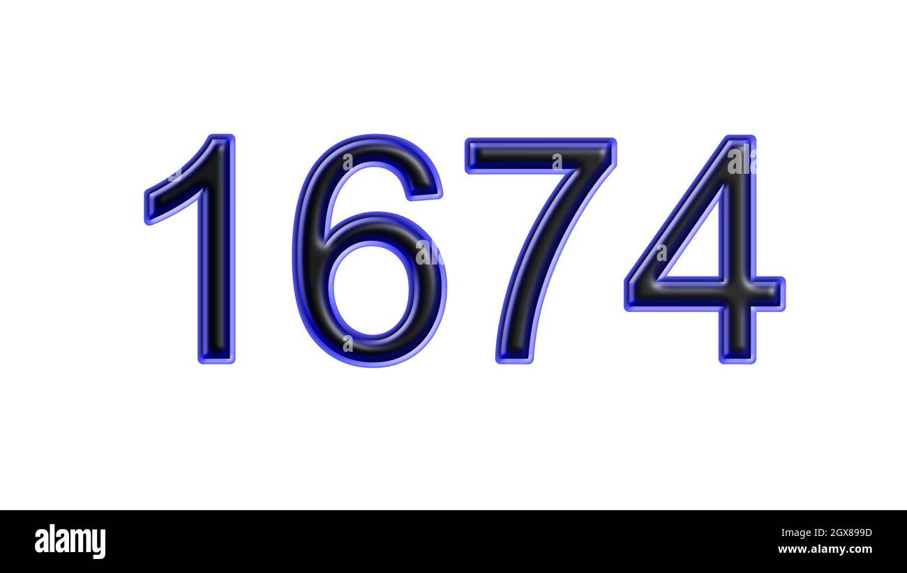 bleu 1674 chiffres effet 3d fond blanc Banque D'Images
