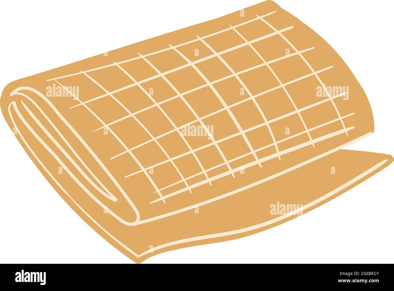 L'illustration de l'hygge de la couverture ocre jaune enroulée isolée sur blanc, le concept d'une maison confortable, la détente.Illustration vectorielle dessinée à la main dans un style moderne. Illustration de Vecteur