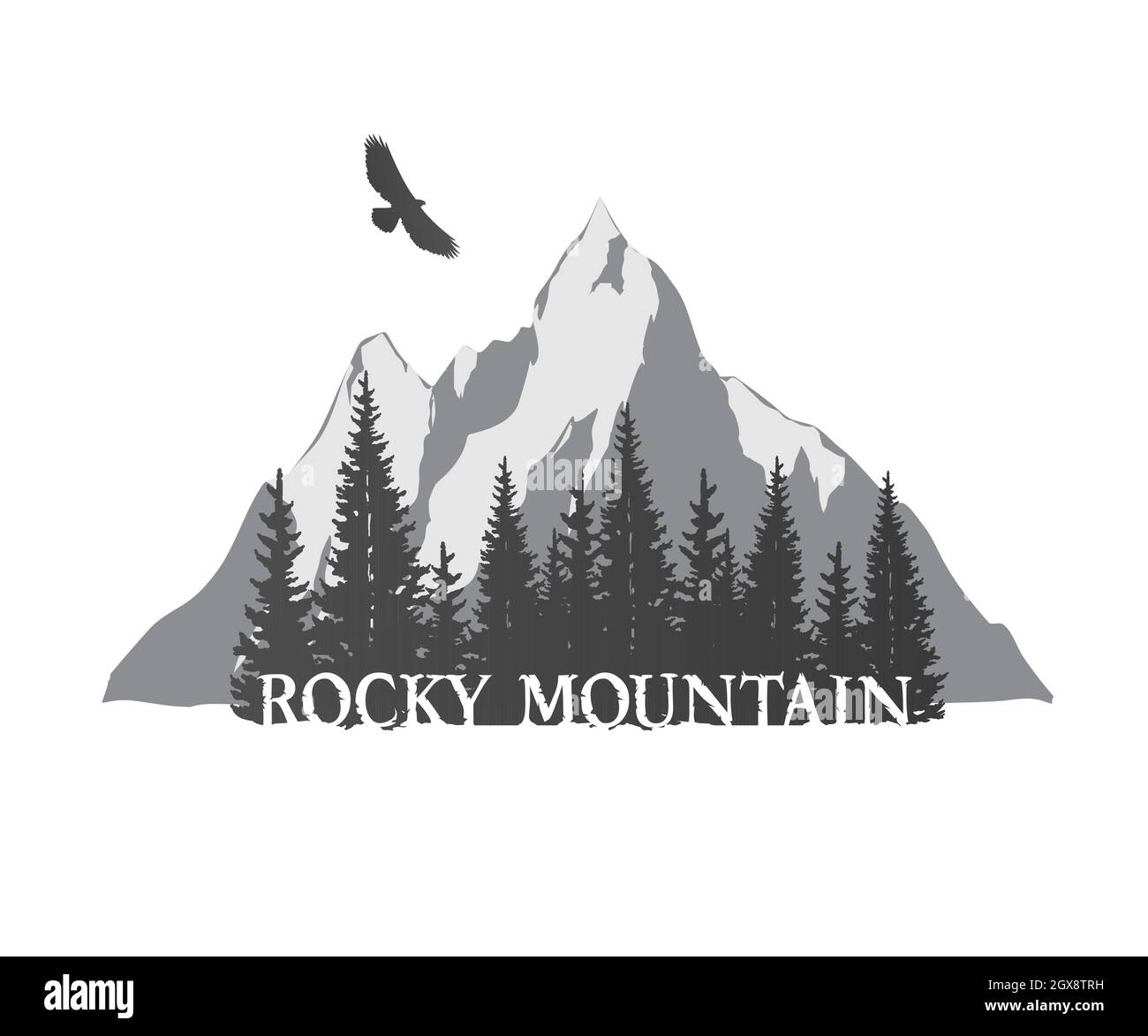 illustration de montagnes rocheuses et silhouette de forêt Illustration de Vecteur