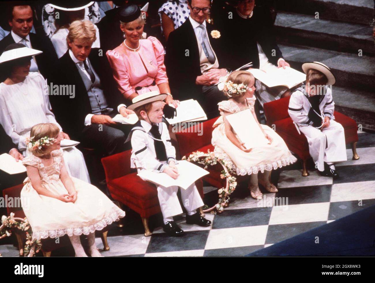 Un jeune prince William comme pageboy au mariage du prince Andrew et de Sarah Ferguson en juillet 1986 PHOTO.ANWAR HUSSEIN Banque D'Images