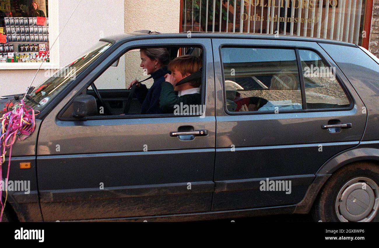 Les jeunes princes William et Harry avec Tiggy Legge-Bourke à Tetbury, octobre 1995.Photo.Anwar Hussein Banque D'Images