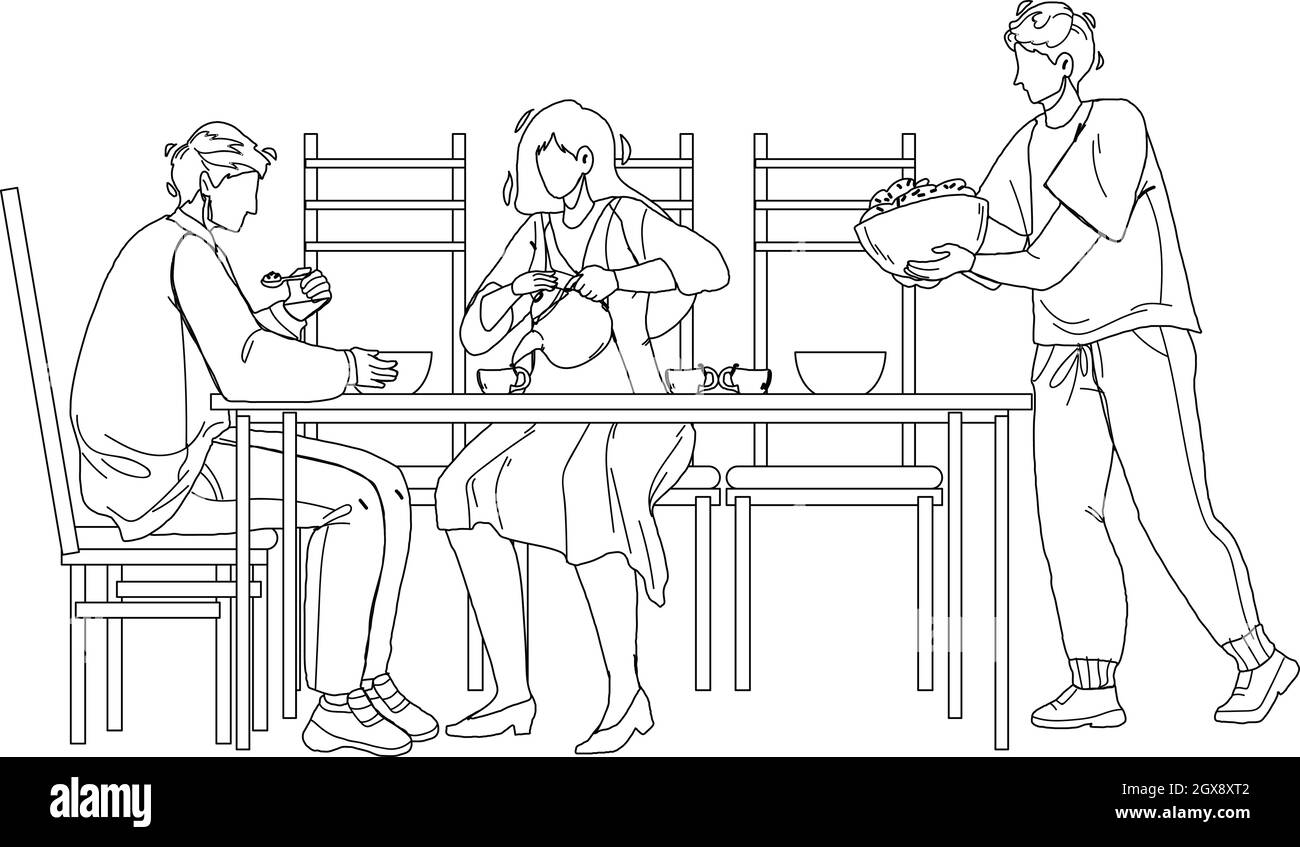 Restauration et réunion d'affaires au restaurant Vector Illustration de Vecteur