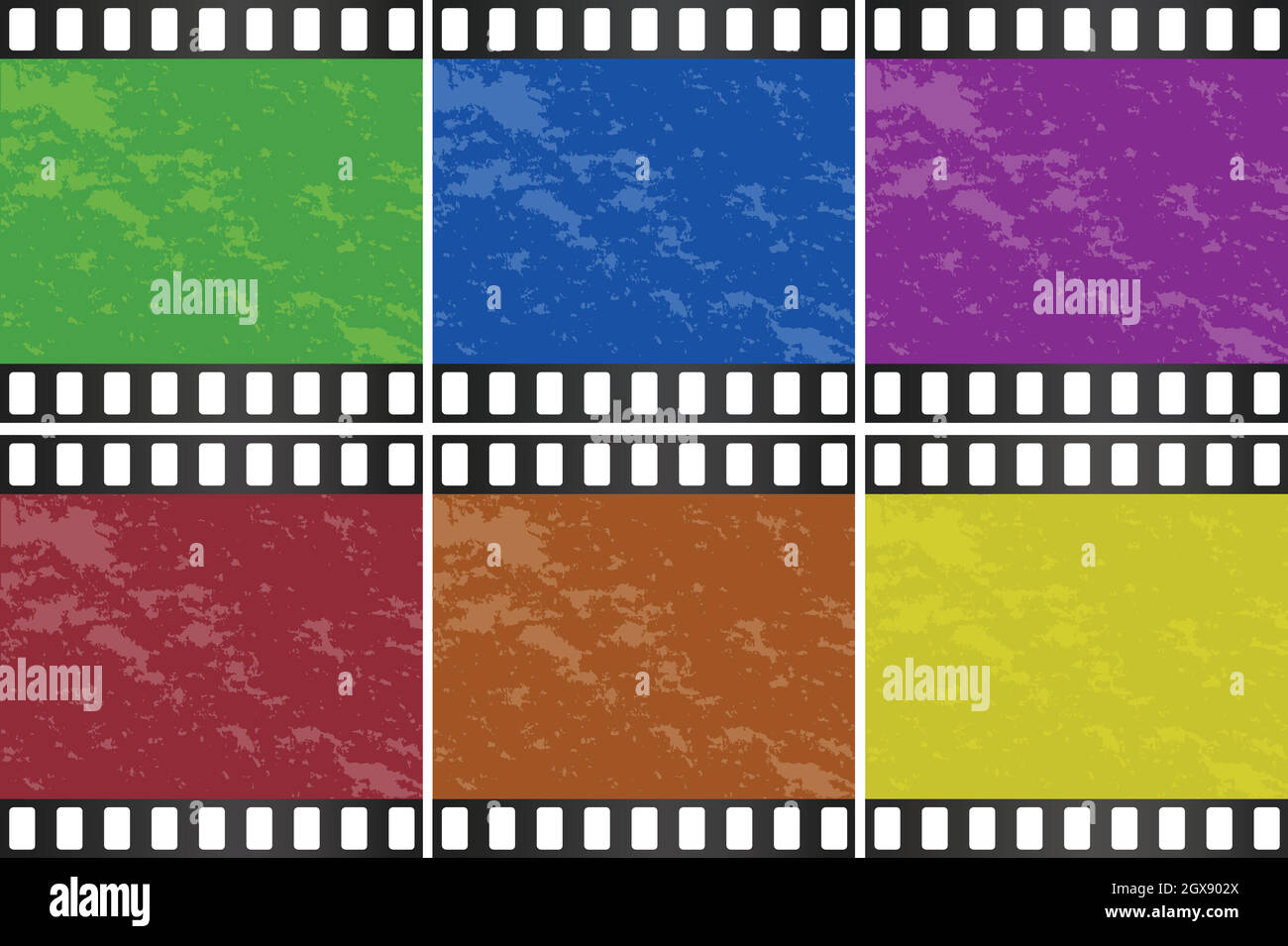Six couleurs différentes de la diapositive de film Illustration de Vecteur