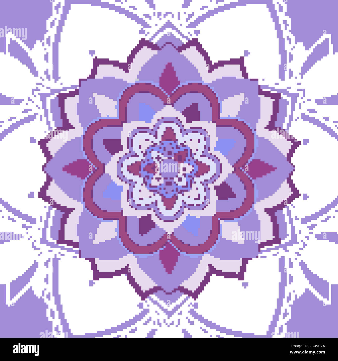 Motifs Mandala sur fond violet Illustration de Vecteur