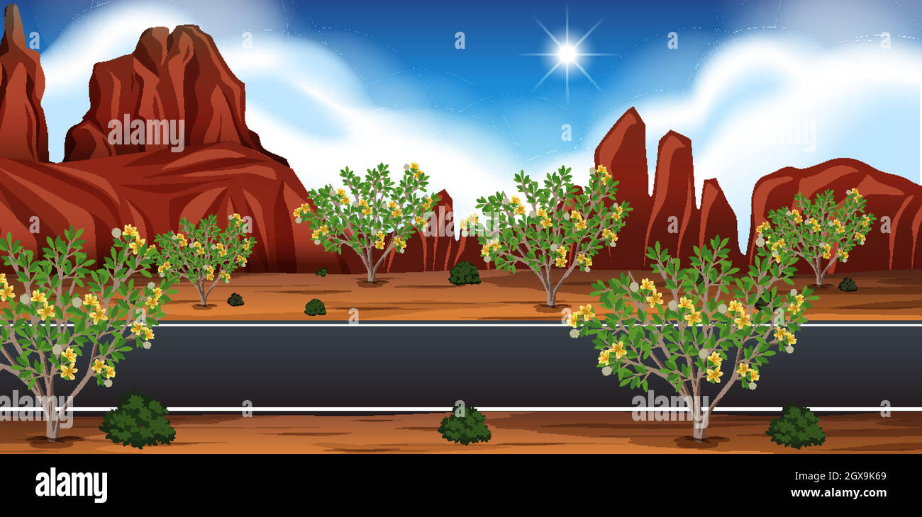 Paysage sauvage du désert sur scène de jour Illustration de Vecteur