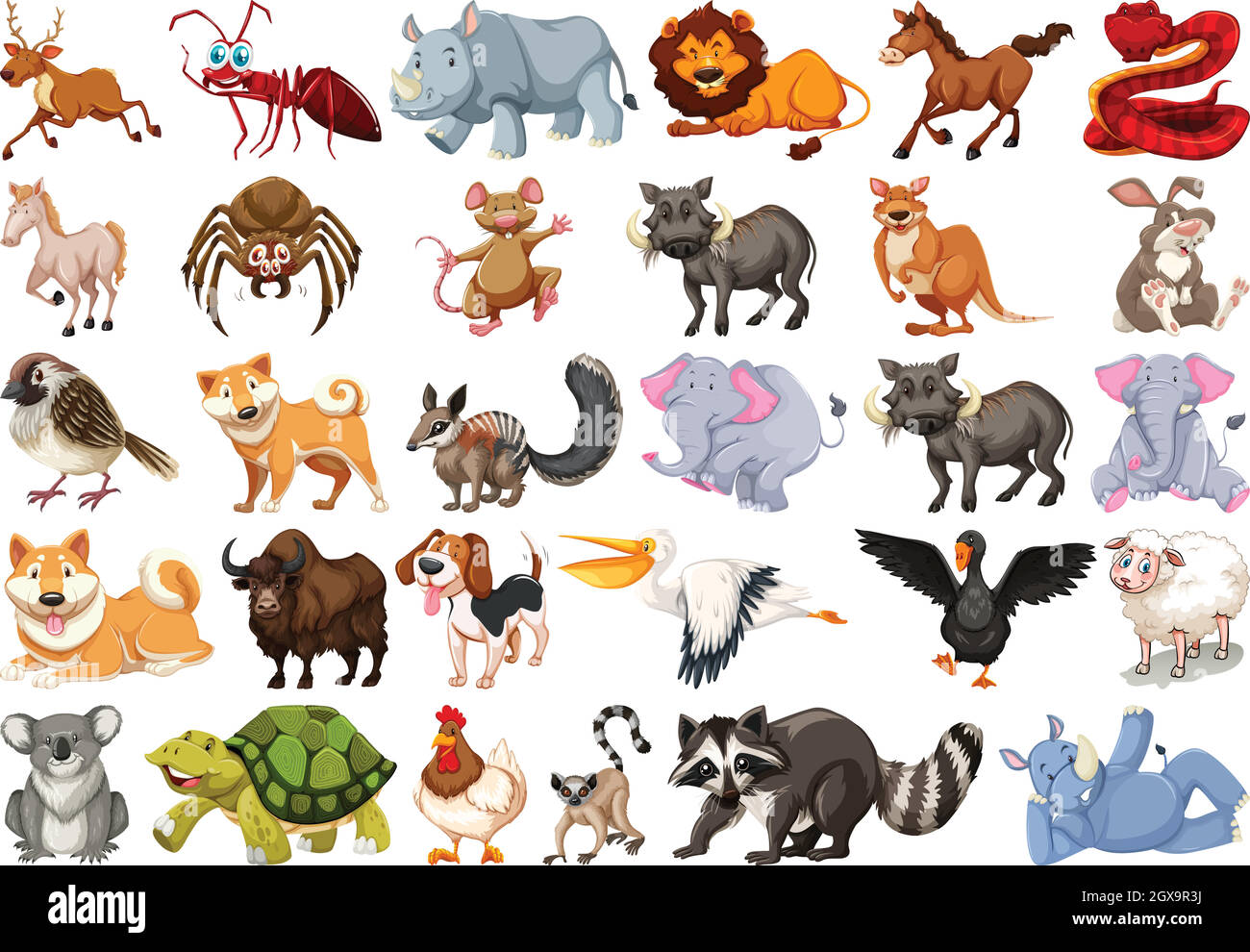 Ensemble d'animaux différents Illustration de Vecteur