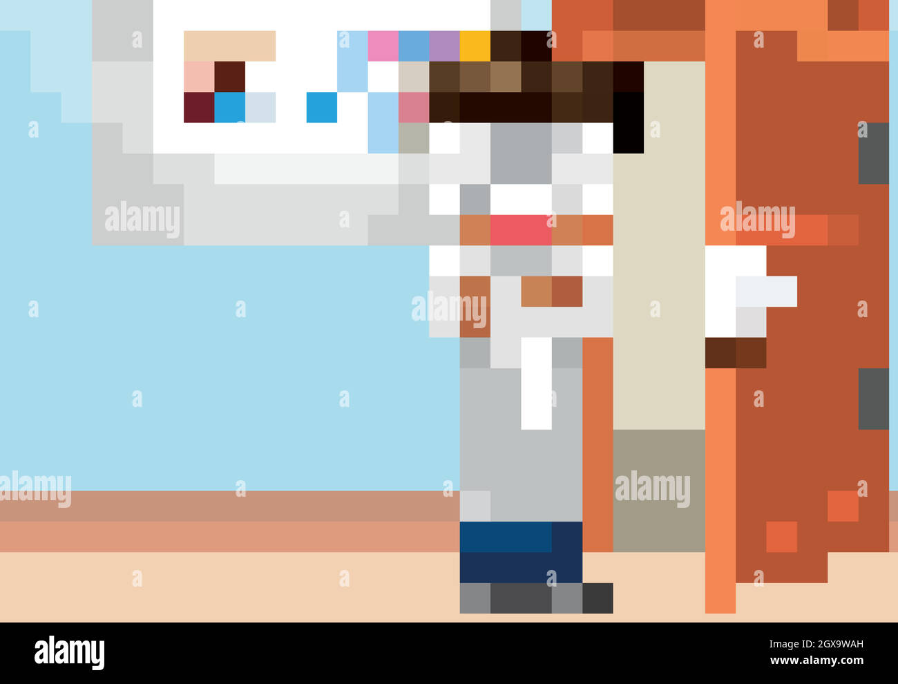 Scène en classe avec professeur de sciences à l'intérieur Illustration de Vecteur