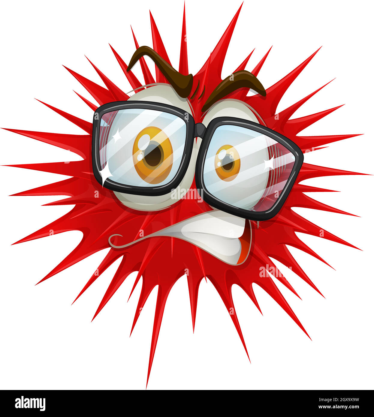 Boule d'épine rouge avec visage Illustration de Vecteur