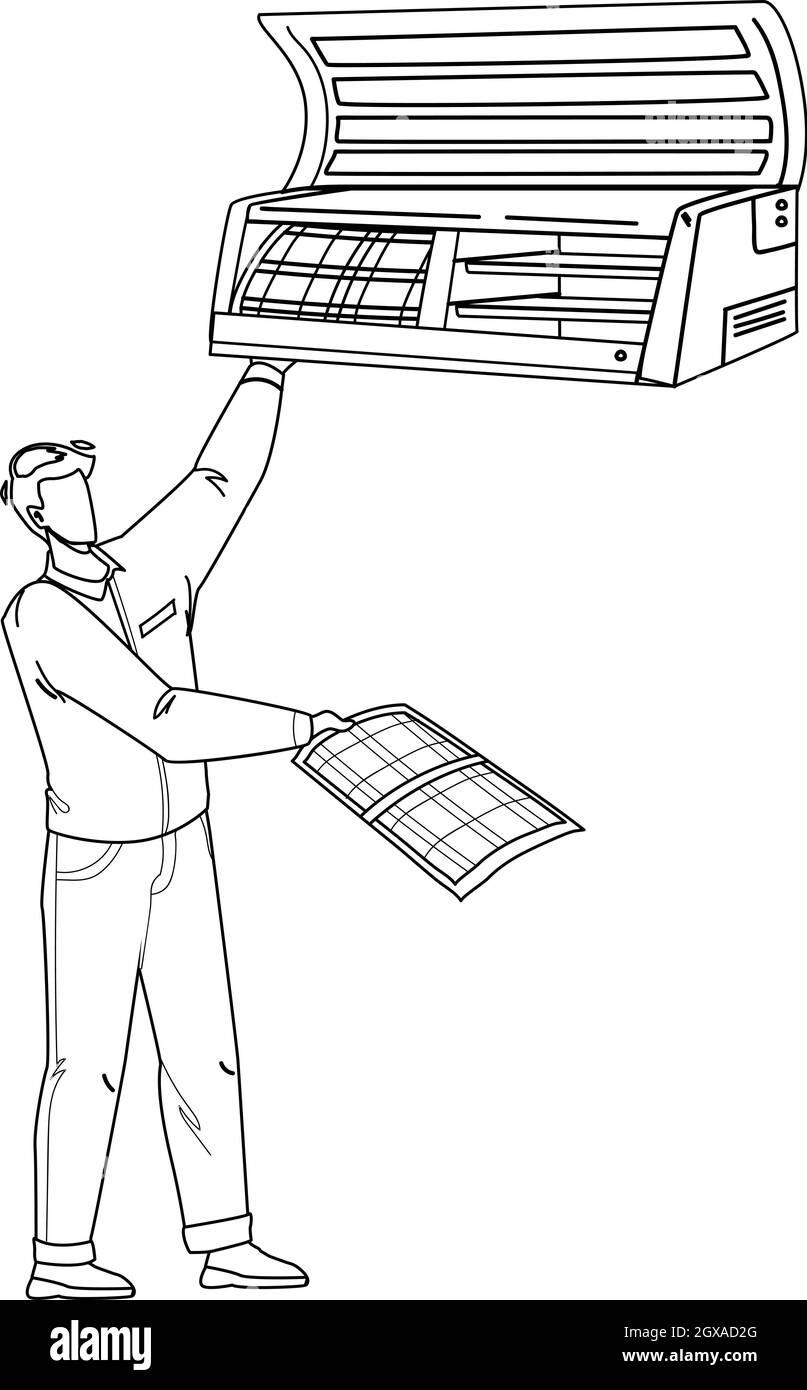 Réparation du vecteur de main-d'œuvre du conditionneur Illustration de Vecteur