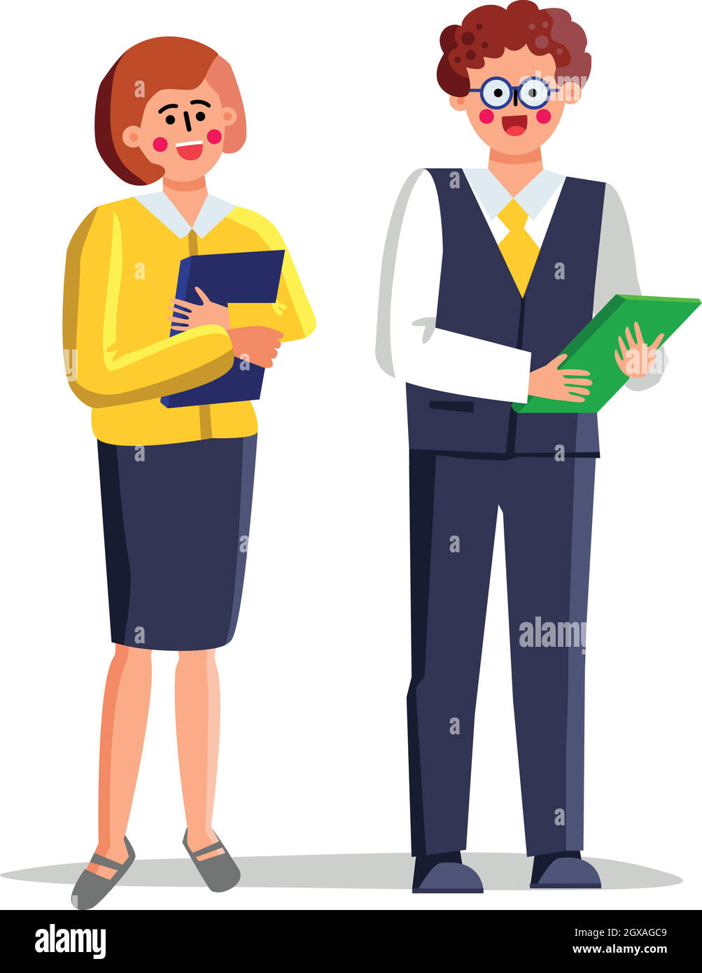 Enseignants de l'école Homme et Femme avec Journal Vector Illustration de Vecteur