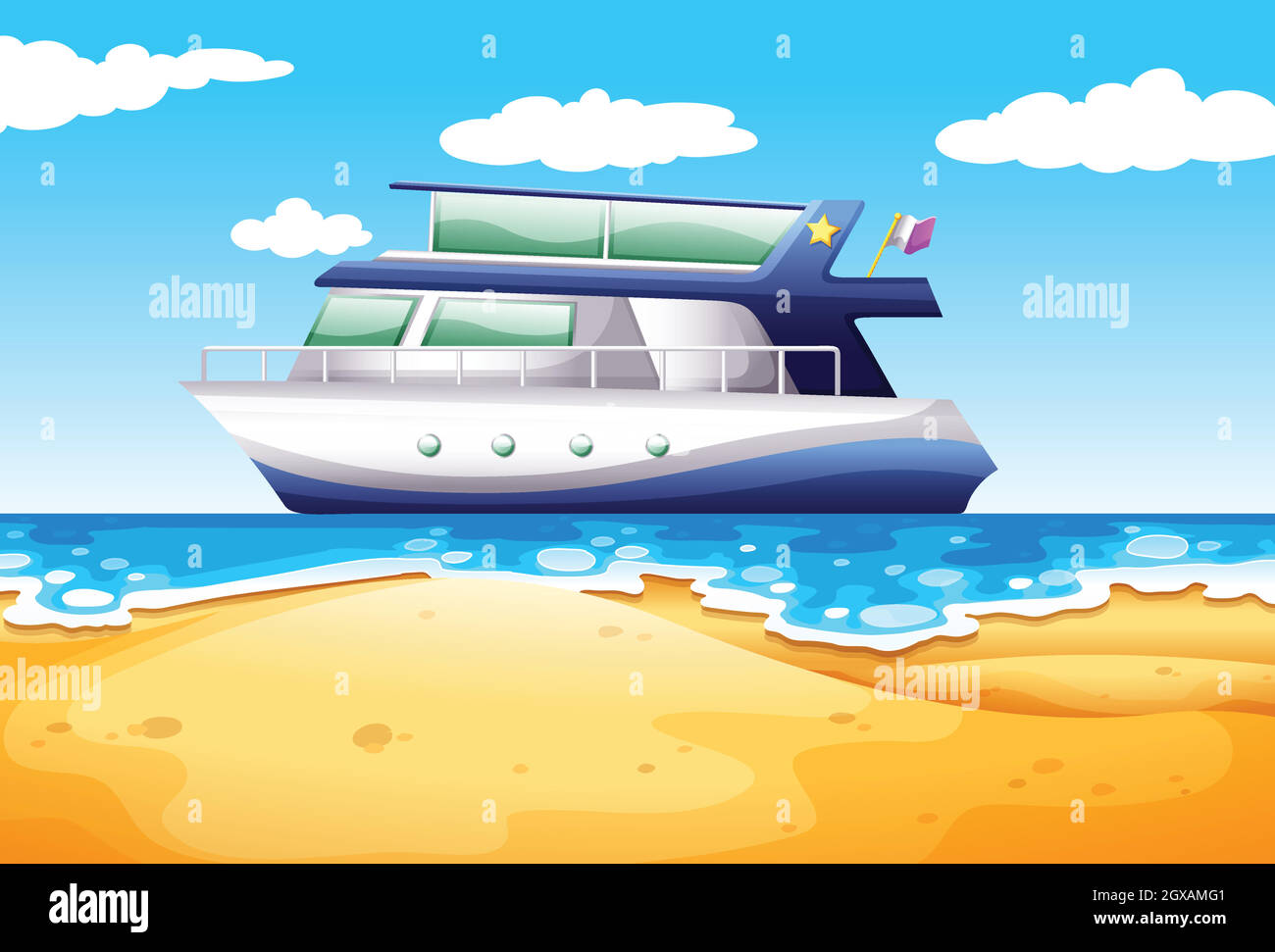 Plage et bateau Illustration de Vecteur