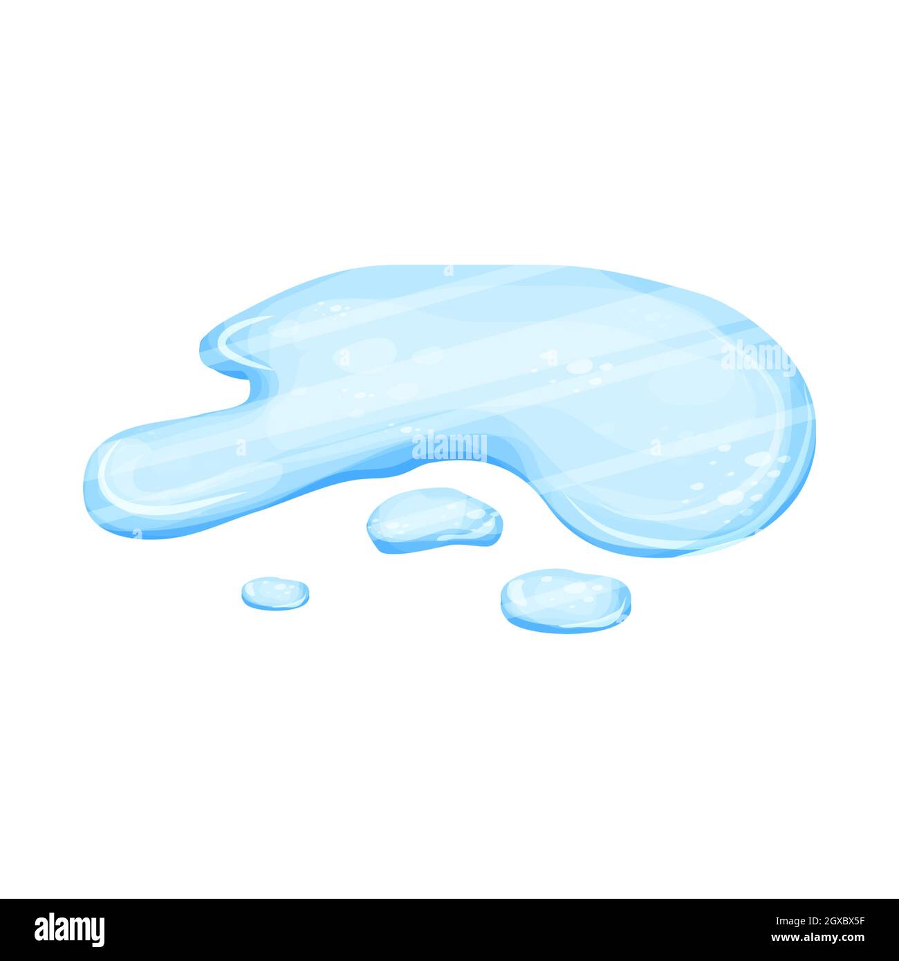 Sol gelé, lac avec glace de style dessin animé isolé sur fond blanc. Eau froide, clip art saisonnier brillant et détaillé. . Illustration vectorielle Illustration de Vecteur