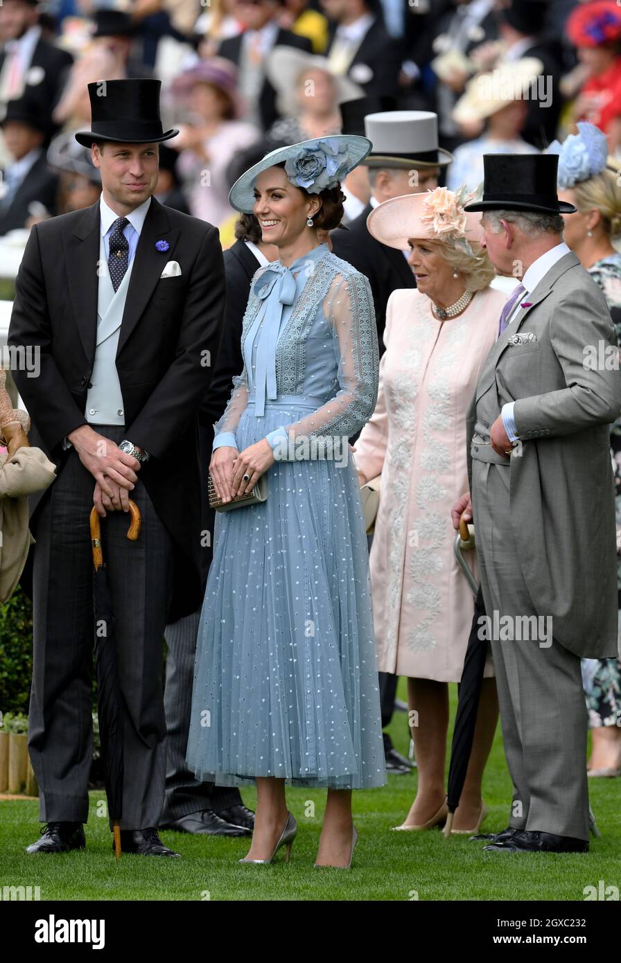 Prince William, duc de Cambridge, Catherine, duchesse de Cambridge, Camilla,La duchesse de Cornouailles et le prince Charles, prince de Galles, assistent à la première journée de Royal Ascot le 18 juin 2019 Banque D'Images