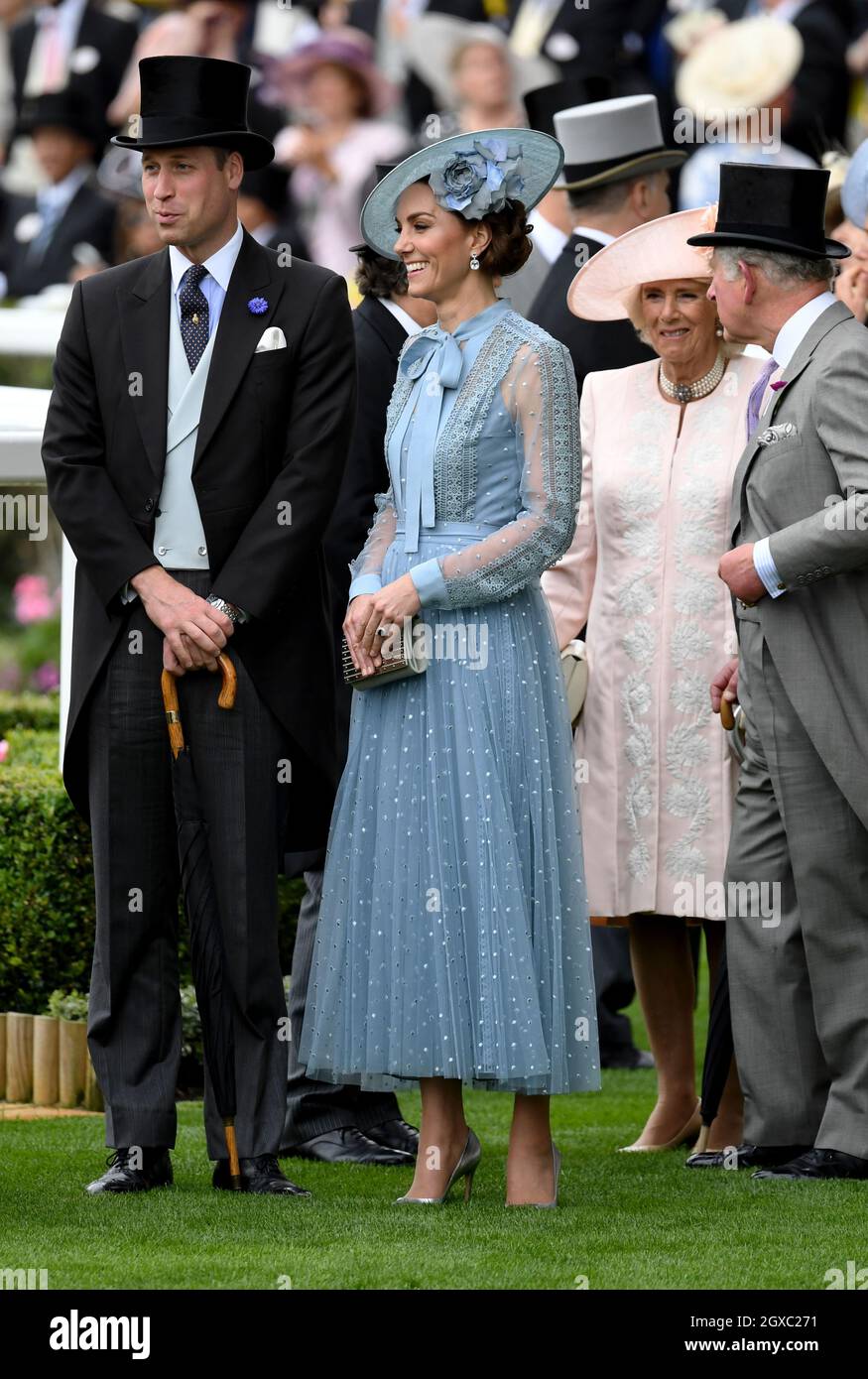 Prince William, duc de Cambridge, Catherine, duchesse de Cambridge, Camilla,La duchesse de Cornouailles et le prince Charles, prince de Galles, assistent à la première journée de Royal Ascot le 18 juin 2019 Banque D'Images
