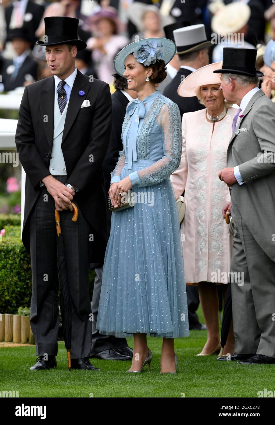 Prince William, duc de Cambridge, Catherine, duchesse de Cambridge, Camilla,La duchesse de Cornouailles et le prince Charles, prince de Galles, assistent à la première journée de Royal Ascot le 18 juin 2019 Banque D'Images