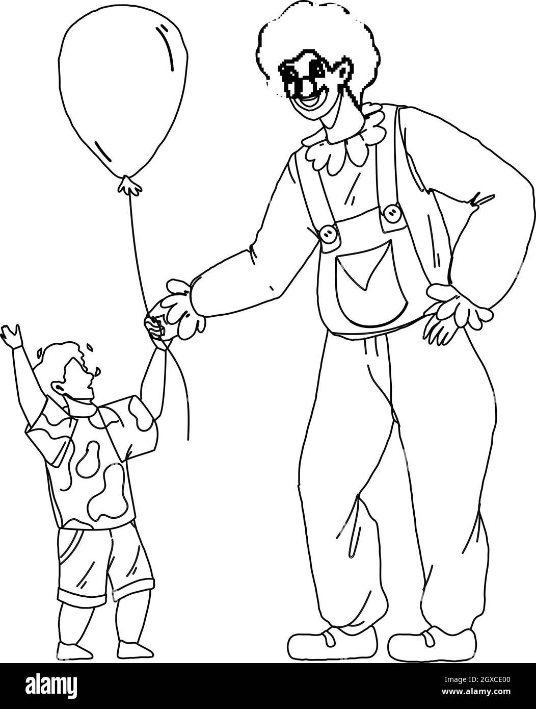 Clown donnant au petit garçon enfant ballon vecteur Image Vectorielle Stock  - Alamy