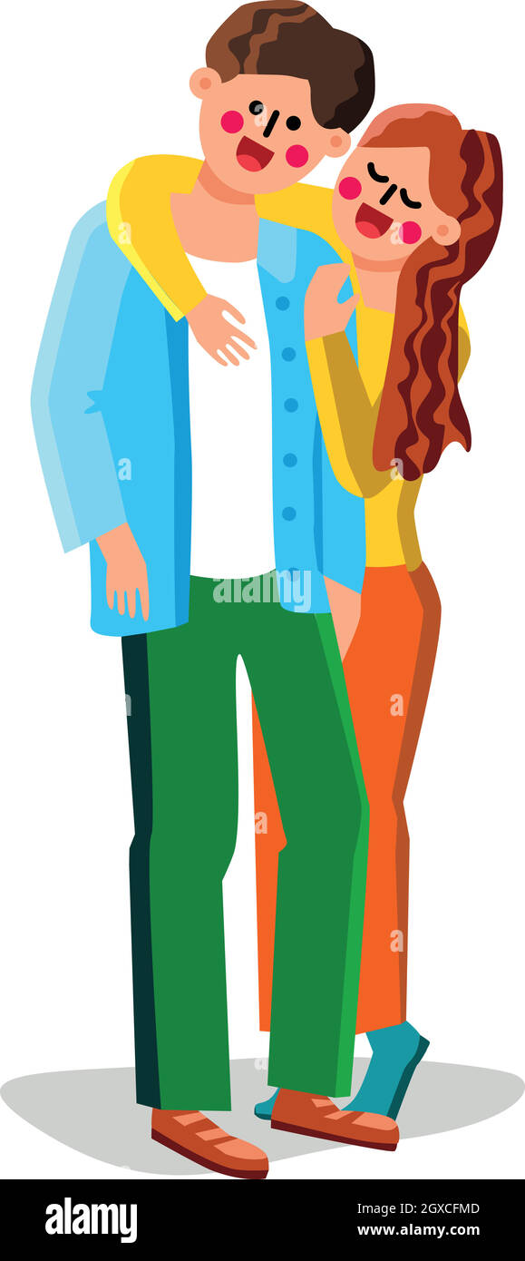 Petite amie embrassant Boyfriend Love couple Vector Illustration Illustration de Vecteur