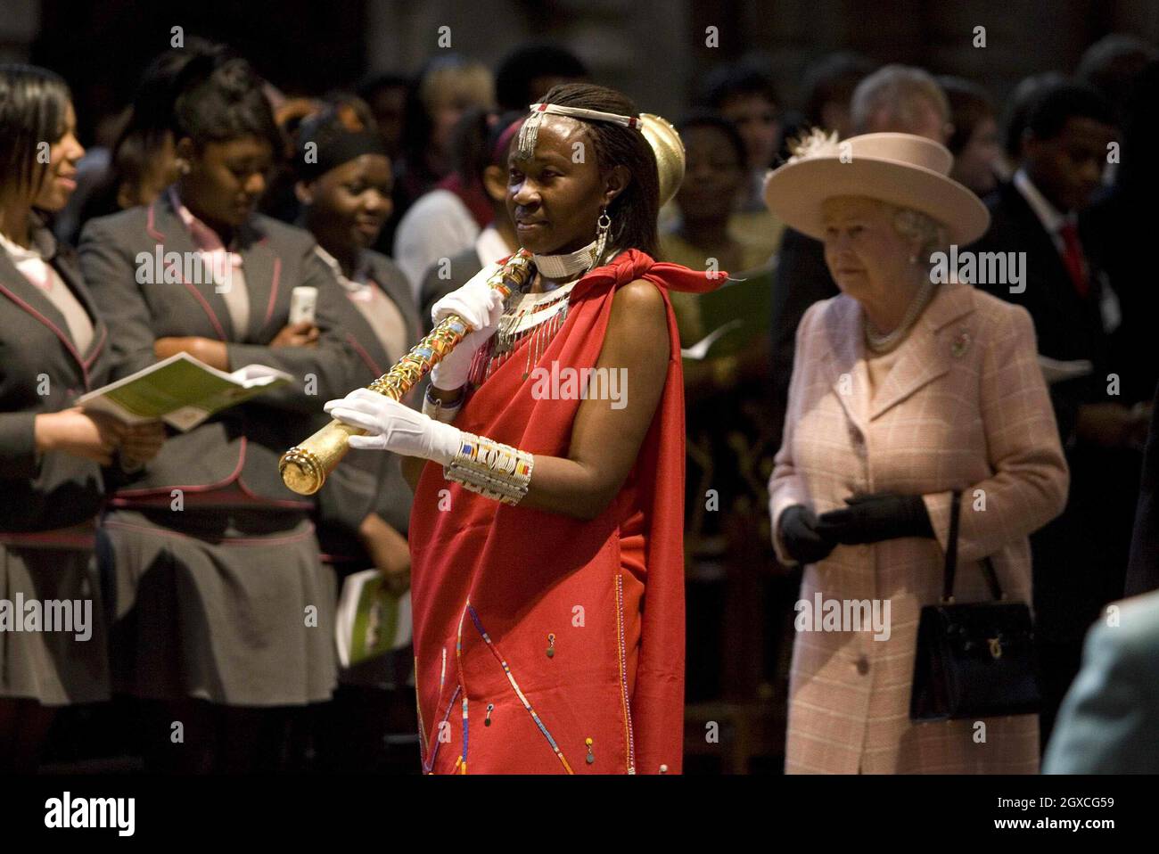 La reine Elizabeth ll fréquente le Commonwealth Service à l'abbaye de Westminster à Londres. Banque D'Images