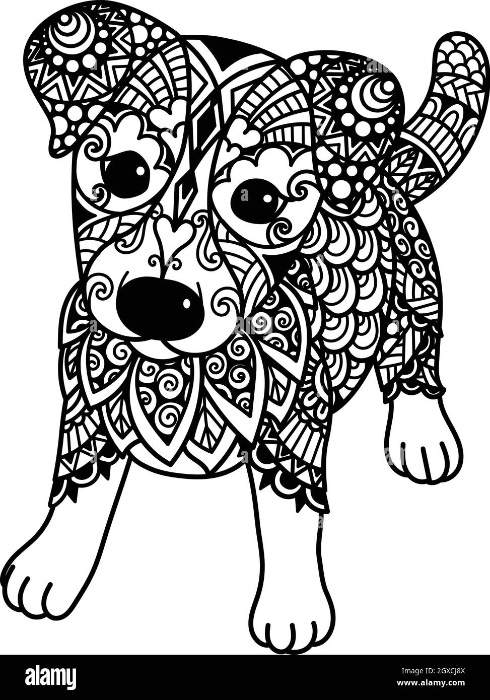 Mignon Jack Russell Terrier chiot pour l'impression, livre de coloriage, t-shirt et ainsi de suite. Vecteur de brut Illustration de Vecteur