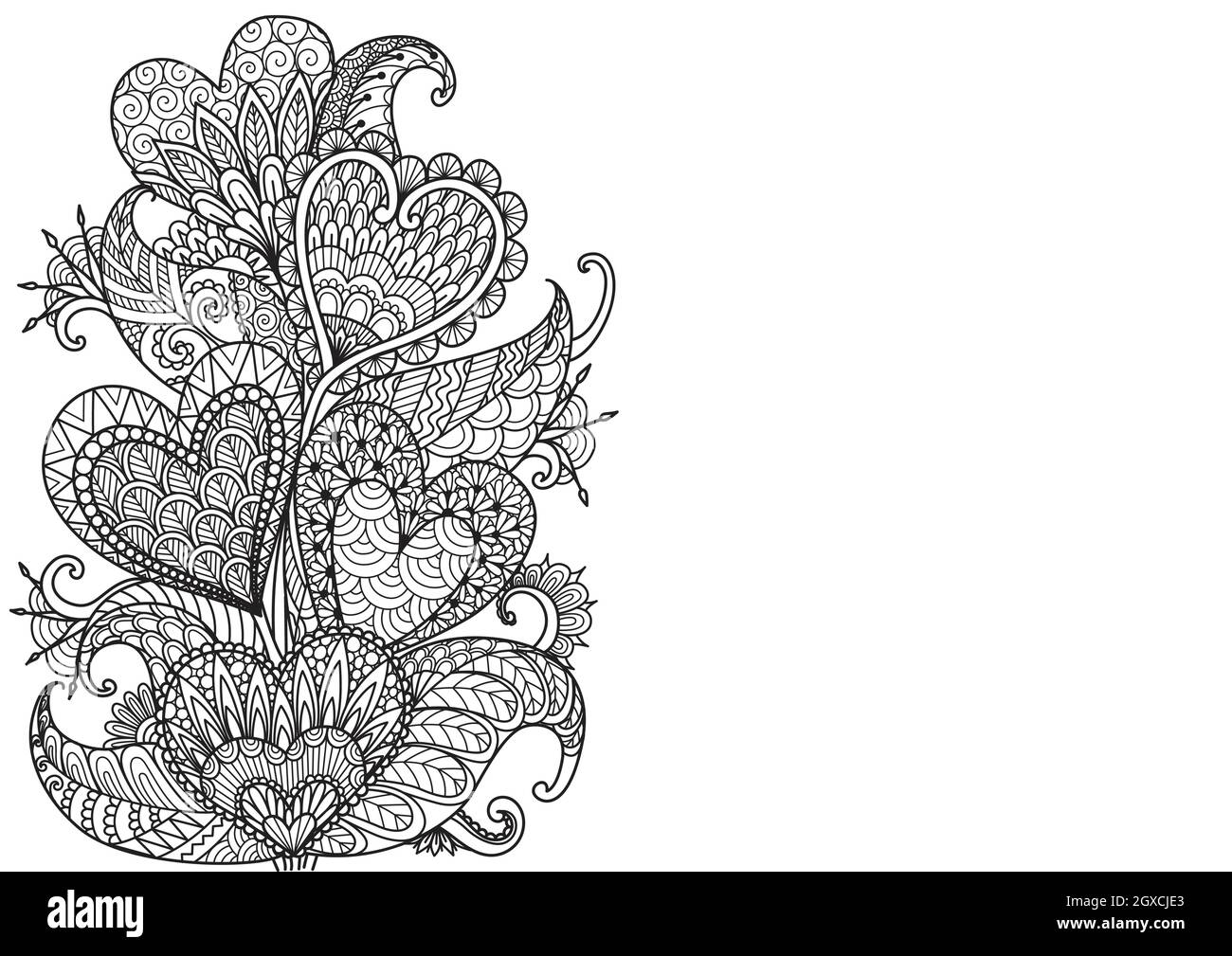 Arbre de coeur abstrait avec espace de copie, pour carte de Saint-Valentin, invitation de mariage, livre de coloriage, page de coloriage et ainsi de suite. Illustration vectorielle Illustration de Vecteur