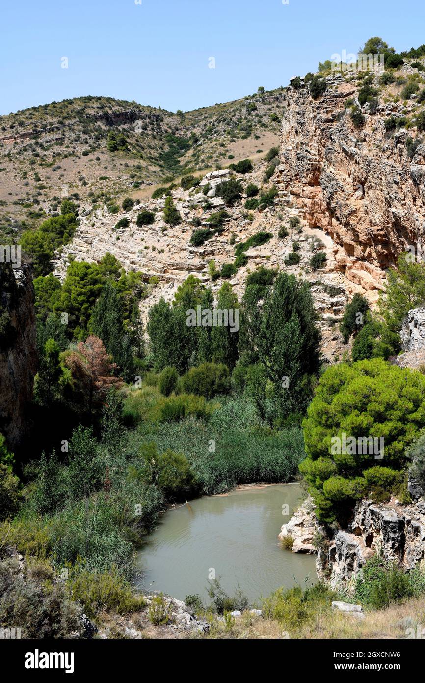 Rivière Martin, Los Estrechos.Parque Cultural del Rio Martin, Albalate del Arzobispo, Teruel, Aragon, Espagne. Banque D'Images