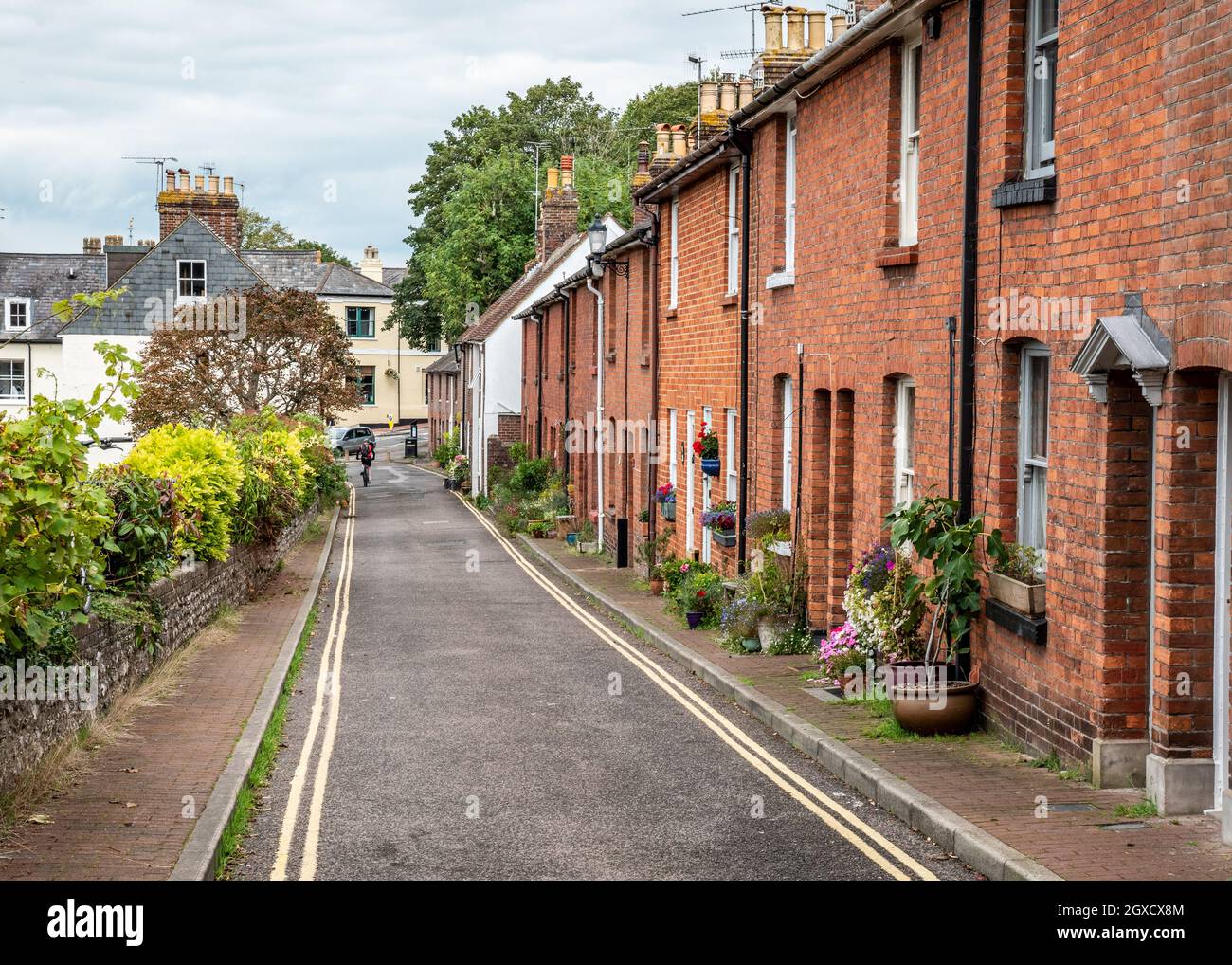 Maisons mitoyennes, Lewes, Sussex, Angleterre.Une rangée de maisons traditionnelles de la classe ouvrière victorienne ancienne dans les ruelles du sud de la Grande-Bretagne. Banque D'Images