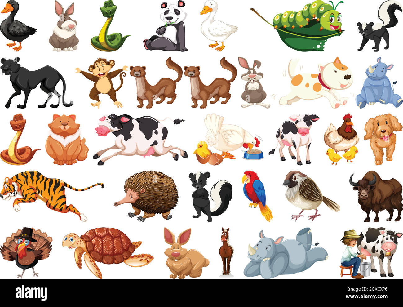 Grand ensemble d'animaux Illustration de Vecteur