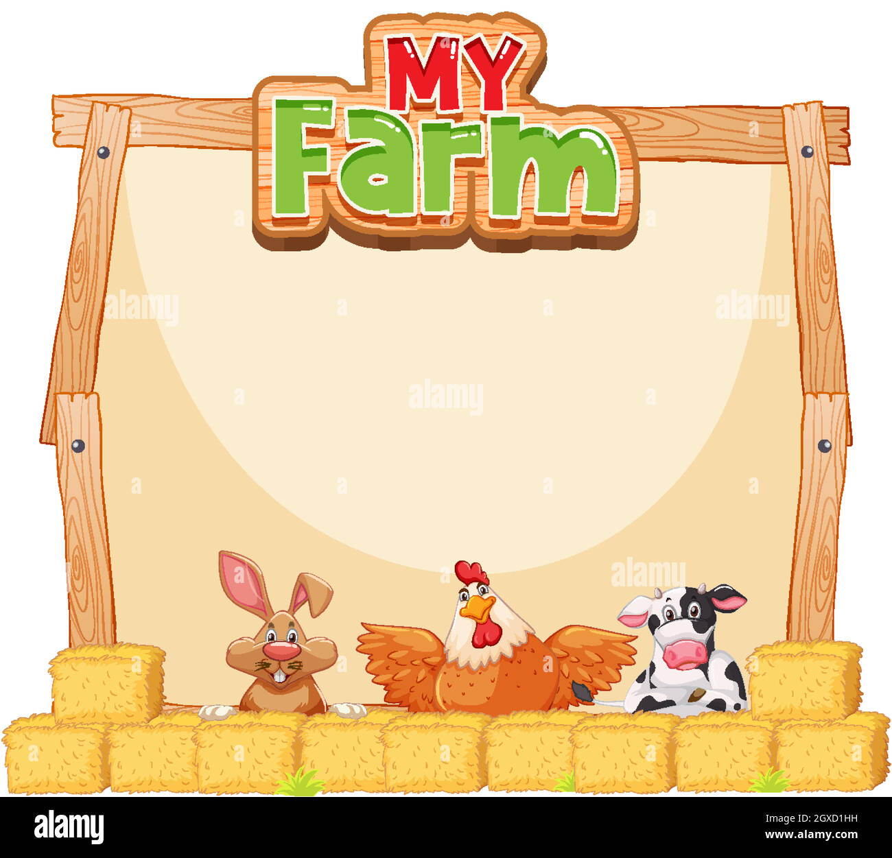 Modèle de bordure avec animaux de ferme Illustration de Vecteur