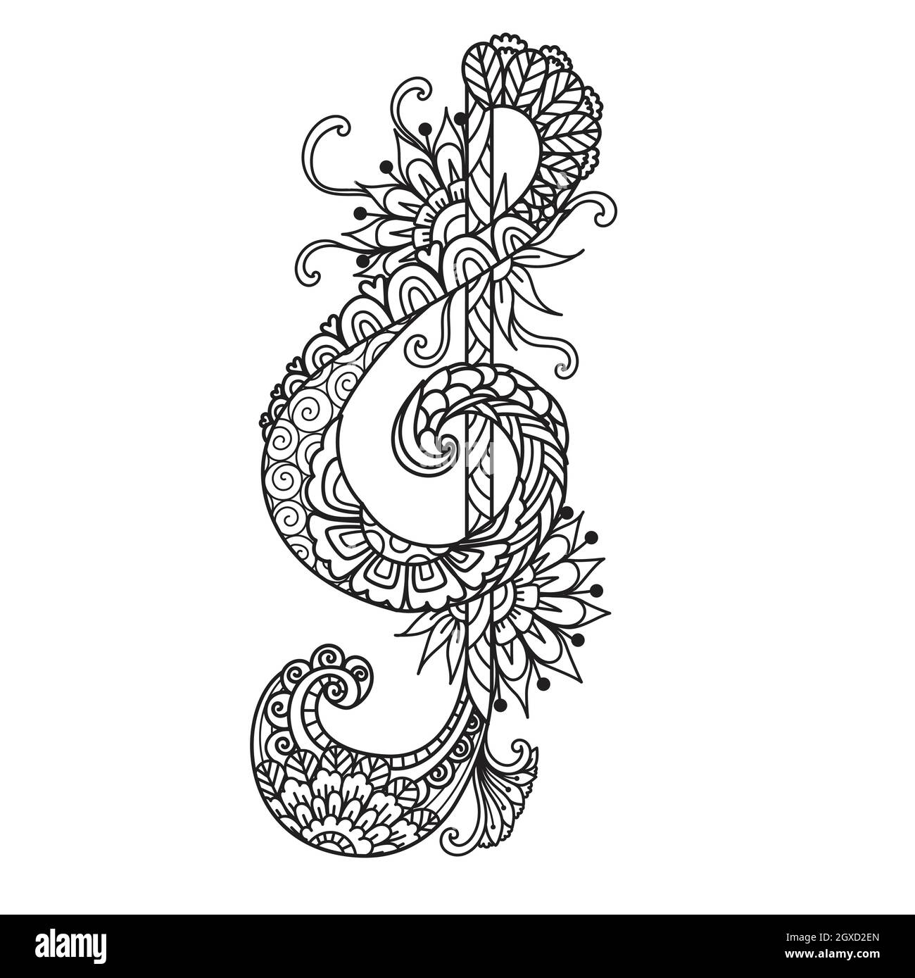 Tatouage Clé De Sol Avec Rose Treble clef vector vectors Banque d'images détourées - Alamy