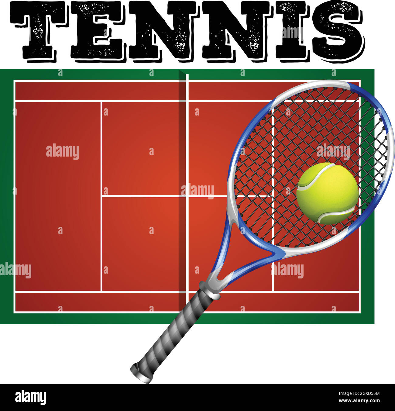 Court de tennis et équipement Illustration de Vecteur