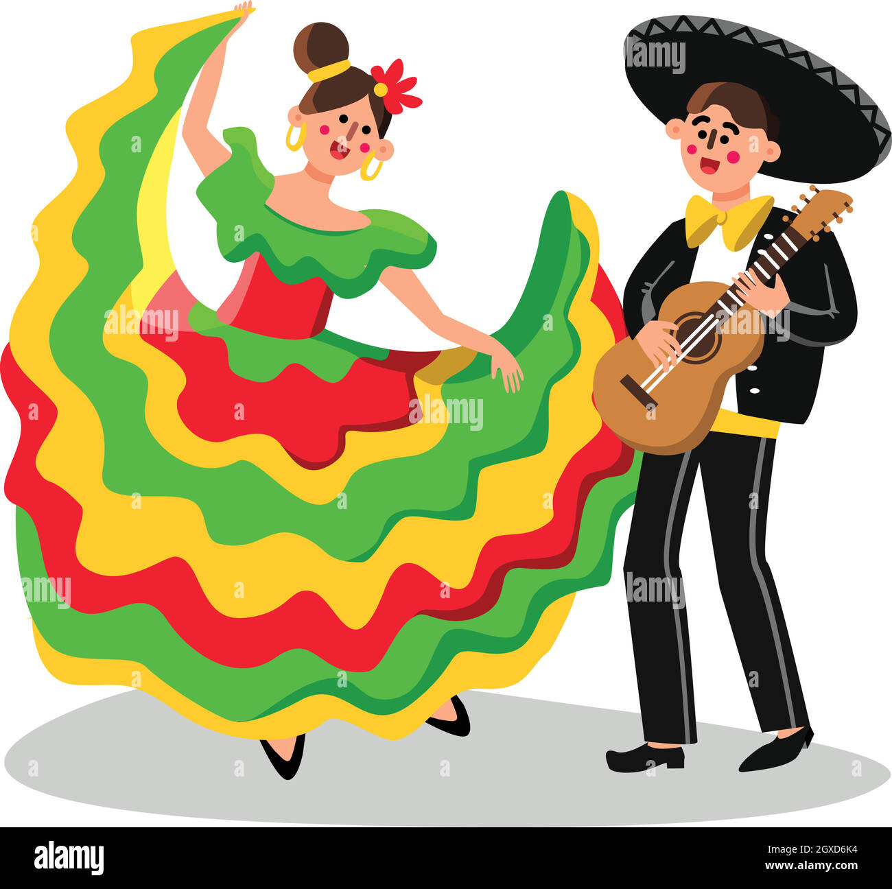 Mariachi Homme musicien et femme Dancing Vector Illustration de Vecteur