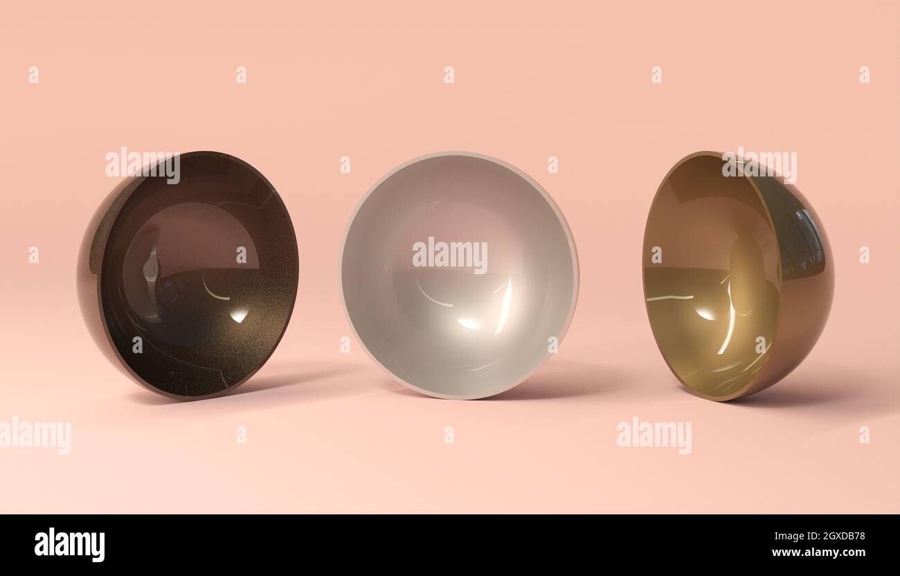 arrière-plan abstrait de 3 bol glacé sur fond rose. rendu 3d Banque D'Images