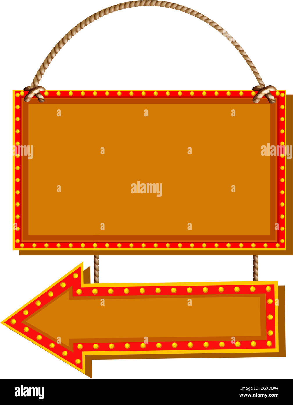 Panneaux avec bordure rouge suspendue Illustration de Vecteur