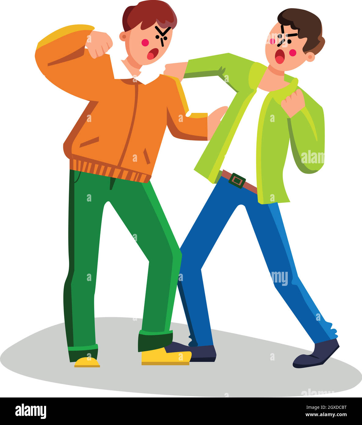 Illustration du vecteur de comportement agressif, combat de boxe par des hommes Illustration de Vecteur