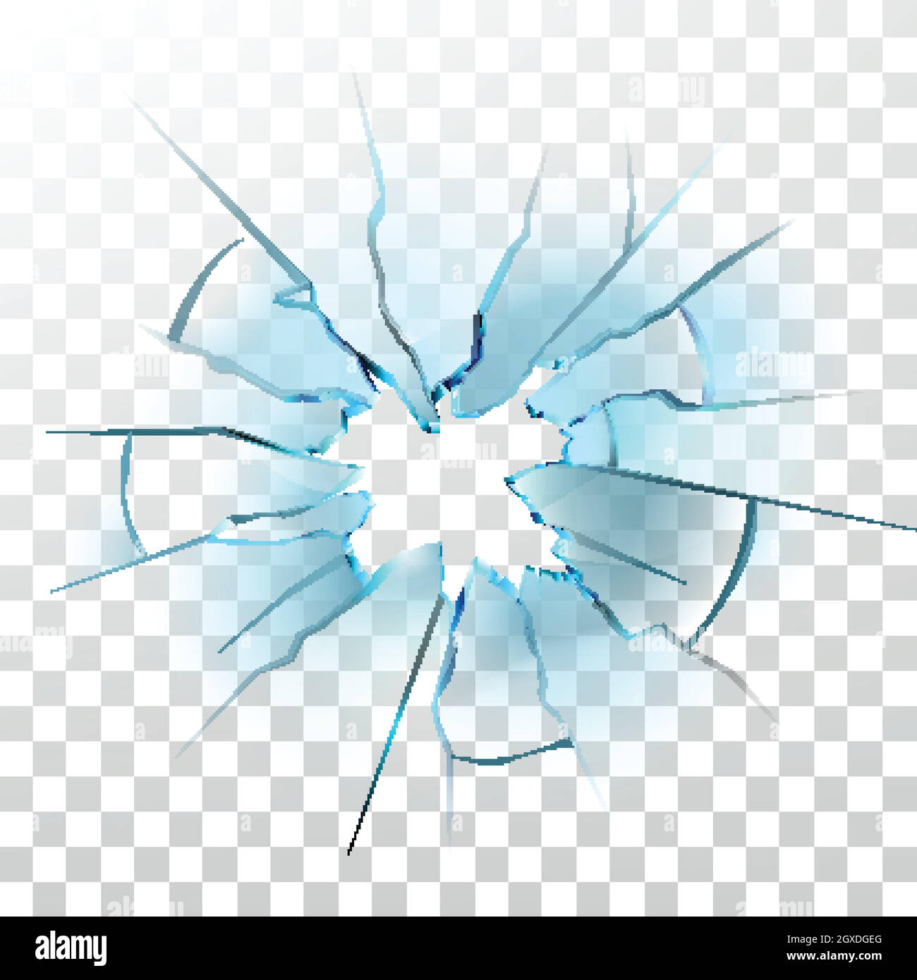 Fenêtre en verre cassé vecteur de trou de balle cassé Illustration de Vecteur